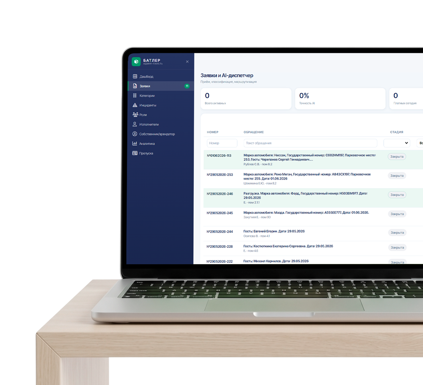 Интерфейс платформы на ноутбуке